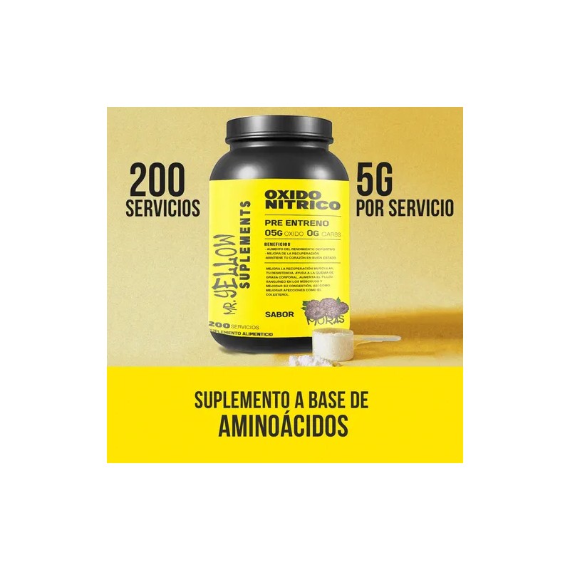 Óxido Nítrico Pre Entreno Yellow 1kg 200 Servis Sabores