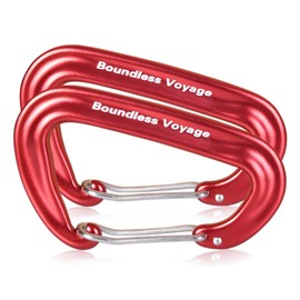 iBasingo BV1026 12KN (2666.4 lbs (1200 kg), Outdoor Carabiner, Multi-functional Climbing Ring, Aluminum Alloy, D-Ring, Mountaineering Button, Lightweight, For Hammock, Rucksack Hanging Ring, Tool, Red, 2 Pieces