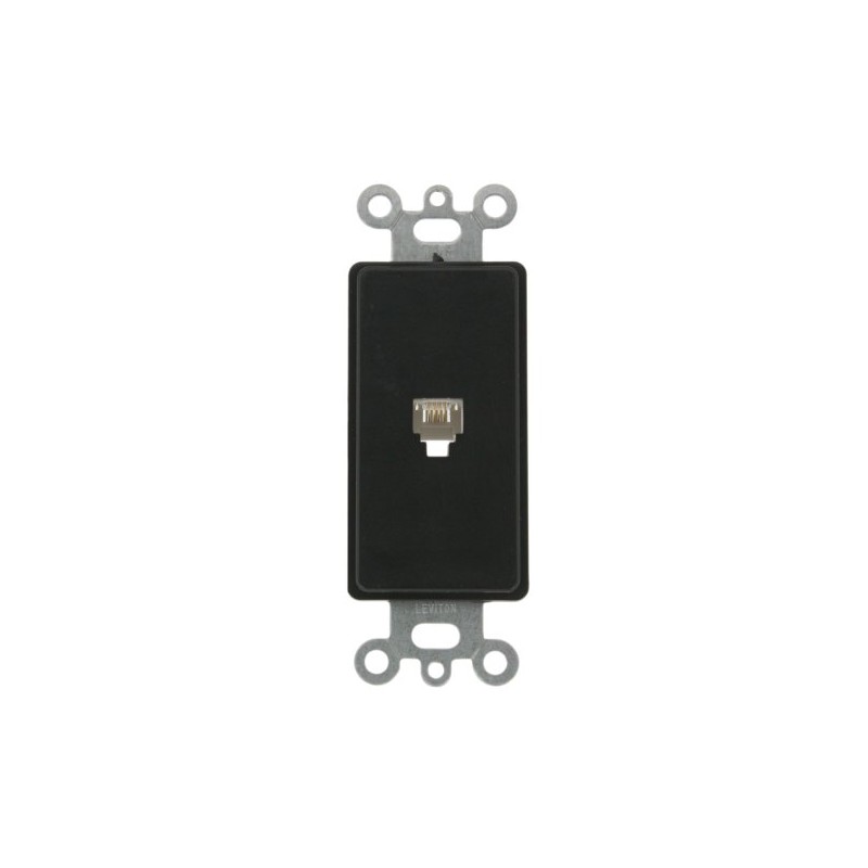 Leviton 40649-E Decora Insert, 6P4C, Screw Terminals, Black