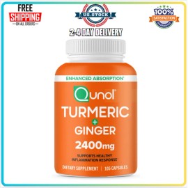 Qunol Turmeric Curcumin with Black Pepper & Ginger, Qunol 2400mg Extract...
