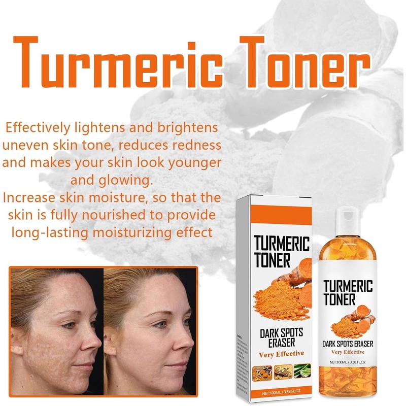 Tónico Facial de Cúrcuma Natural 2Pcs 100ml Suero Aclarante y