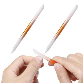 2-Piece Nail Shaper, Glass Cuticle Pusher - Double Ended Nail Pen - Quality Glass Nail Tools - Fingertip File for Calluses and Dry Skin (Orange)