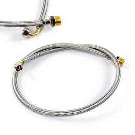 XPOtool Flexible Hose 1000 mm Length, Inner Diameter DN8, 3/8 Inch Union Nut with Elbow (14.95 mm), 1/2 Inch Male Thread (20.95 mm), Reinforced Hose Stainless Steel EPDM