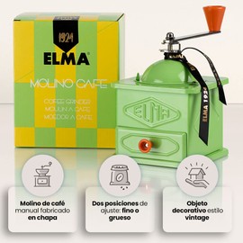 Elma Vintage Style Manual Coffee Grinder | Sheet Metal, Decorative Use, Green, 10.5 x 10.5 x 15.5 cm / 4,1 x 4,1 x 6,1 inches | Does Not Grind Coffee just for Decoration