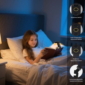 Bsdgeclogy Book Light,USB Rechargeable Clip-On Reading Light,30 Adjustable Modes,Eye-Caring with Timer,Perfect for Book Lovers/Travel(Black)