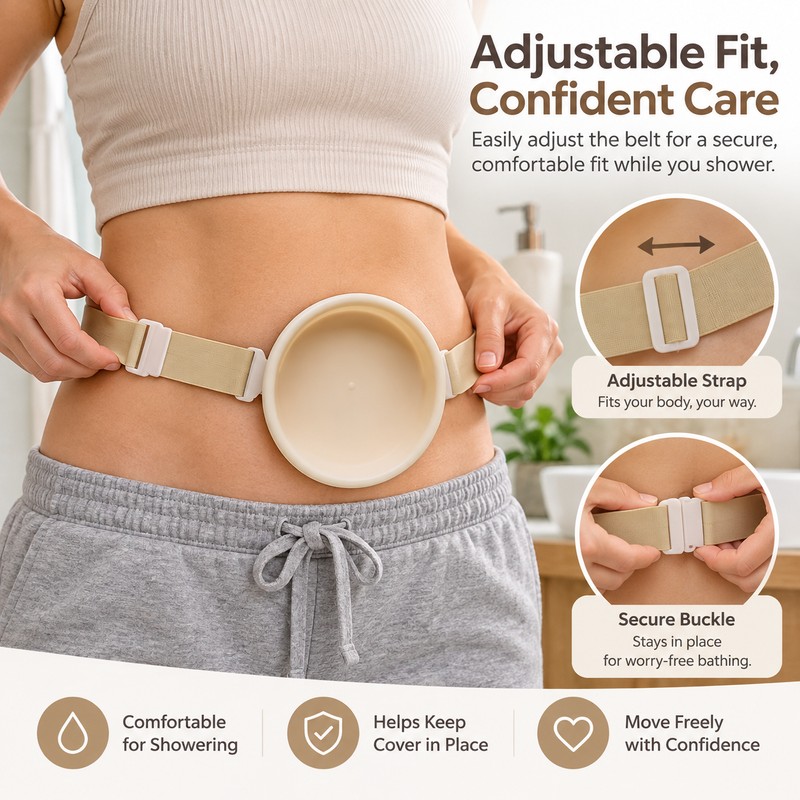 Ostomy Shower Guard for Bathing – Adjustable Water-Resistant Stoma Cover