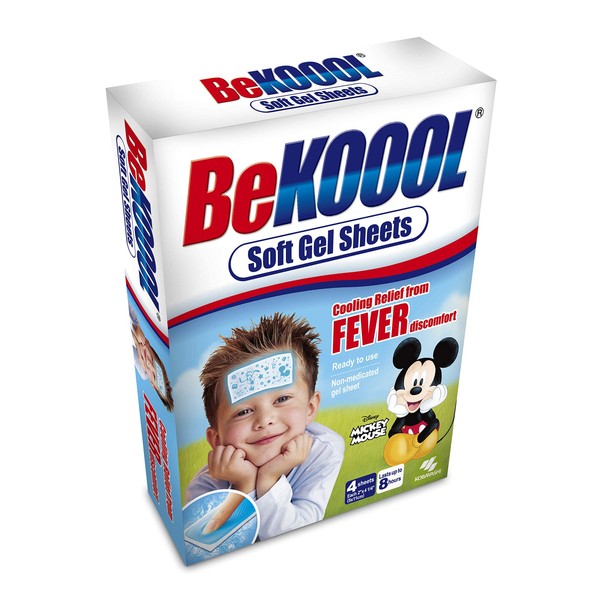 Be Koool Kids 8 Hour Soft Gel Sheets w/Cooling Relief Fever Reducer - 24 Individual Sheets"Bulk Packed"
