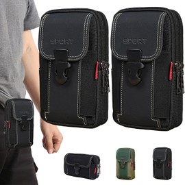 2pzs Funda Táctica para Cinturón de Celular,Bolsa Táctica Multiusos para Hombre,con Hebillas y Cremalleras,3 Compartimentos, Gran Capacidad,para Senderismo,Camping,Entrenamiento Táctico