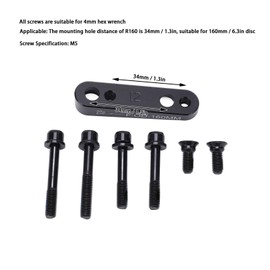 Hapivida Flat Mount Disc Brake Adapter, 140mm/160mm Front/Rear Bicycle Flat Caliper to Flat Mount Disc Brake Mount Adapter Bicycle Accessory(R 160mm)