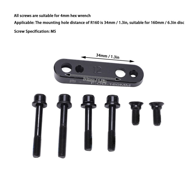 Hapivida Flat Mount Disc Brake Adapter, 140mm/160mm Front/Rear Bicycle Flat