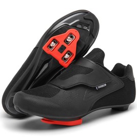 Unisex Cycling Shoes Compatible with Peloton Shoes Indoor Road Bike Riding Shoes for Men and Women Pre-Installed with Delta Cleats Clip Outdoor Pedal Black