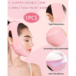 GRETY V Double Chin Face Mask - Reusable Face Wrap for Firmer Look, V-shaped Chin Strap, Adjustable Lifting Mask for Women & Men