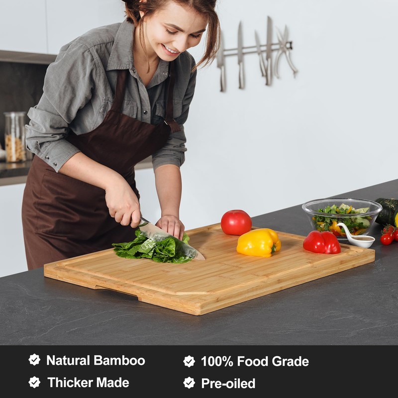 24 x 18 Extra Large Bamboo Serving Boards for Kitchen,