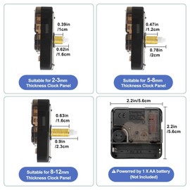 EEEKit Uhrwerke für Wanduhr, 3-Teiliges Uhrwerk Lautlos, Quarz Uhrwerke zum Selbsteinbau mit 8 Paar Zeiger für Uhrenreparatur