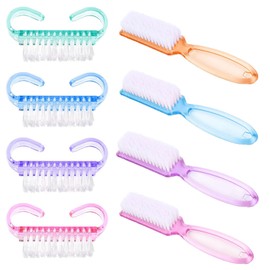 HoAhaMay 8 Pieces Nail Brush Plastic Handle Nail Cleaning Brush Scrubber Set Soft Bristle Nail Brush Manicure Dust Brush Nail Cleaning Tool (2 Models)