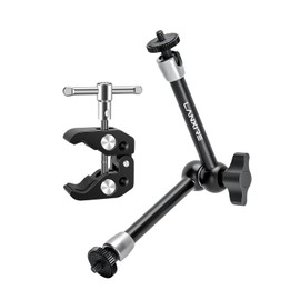 LANXIRE Super Camera Clamp 5 x 1/4" and 1 x 3/8" Thread and 9.8 Inches Adjustable Friction Power Articulating Magic Arm with 1/4" Thread Screw for DSLR Camera Rig/LED Lights/Flash Light/LCD Monitor