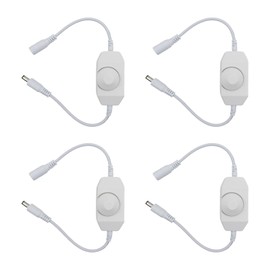 T Tulead LED Strip Lights Dimmer Switch DC12V~24V Inline Switch Dimmer 2A Rotary Dimmer Controller 4PCS White