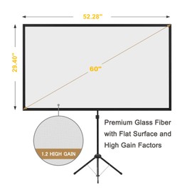 Projector Screen with Stand, Portable Projector Screen and Stand, 60 Inch 16:9, Outdoor Projection Screen, Aluminium Frame, Lightweight and Compact, Easy Setup, Idea for Home Cinema, Backyard Party.