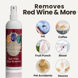 Wine Away Red Wine Stain Remover Spray - Natural Carpet and Upholstery Spot Cleaner - Effectively Removes Blood, Clothes, Coffee, & Pet Stains - Best on Both Fresh & Dried Stains - 12 Oz - Pack of 3