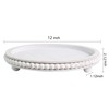 HPC Decor 12in Round Wood Tray - White, Distressed, Farmhouse