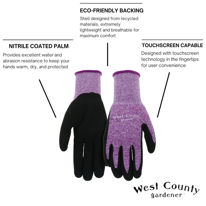 West County Gardener Unisex Tactile Glove, Eco Friendly Seamless Knit