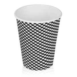Quality Disposable Hot Coffee Insulated Cups By Golden Spoon – 50 Pack – Stylish Contemporary Ripple Design - Perfect For Coffee Shops And Bars (12 oz, Checkered Design)