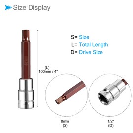 CoCud Hex Impact Bit Socket, 1/2" Drive x 8mm S2 Steel CR-V Quick Change Hex Tamper Proof Socket Impact Bit Screwdriver Sockets Adapter - (Applications: for Fastening Screws), 1-Pieces