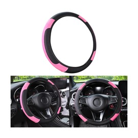 AUCELI Elastic Car Steering Wheel Cover, Stretch Anti-Slip Vehicle Steer Wheel Protector, Breathable Steer Wheel Protective Guard Fit for 14.5-15 Inches, Universal Automotive Accessories (Pink)