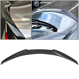 ECOTRIC Rear Trunk Spoiler Carbon Fiber Compatible with 2014-2022 Infiniti Q50 Sedan M4 Style - Carbon Fiber Painted Lid Wing Winglet
