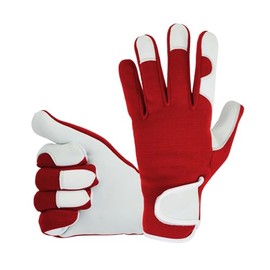 COLOURLINX Leather Gardening Gloves For Mens Gents Adults- Thorn Proof Rose Pruning Garden Gloves MultiPurpose Safety Work Gloves Thick Rigger Gardner Gloves (Red, S)