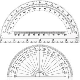 Zonon 2 Pcs 6 Inch 4 Inch Plastic Protractor Math Protractors 180 Degrees Angle Measurement, Translucent for Geometry Classroom Kid Student School Office Supplies(Hollow and Solid,Clear)