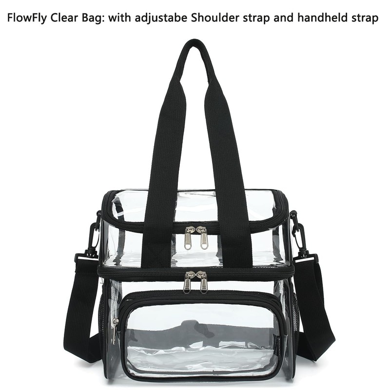 FlowFly Clear Bag Double Decker Lunch Bag for Stadium Events