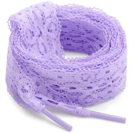 WEGOODZF Flat Lace Fancy Shoelaces: 3CM Wide Lace Shoe Laces for Women - 2 Pairs, 07 Light Purple, 39inch (100CM)