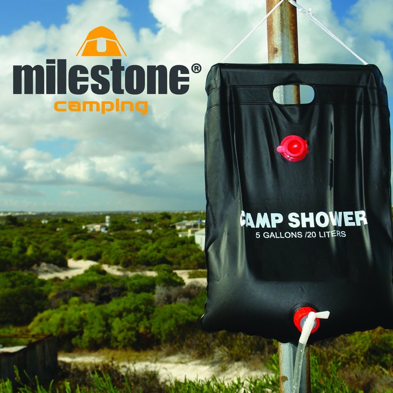 Milestone Camping Solar Shower - Black, 20 Litres