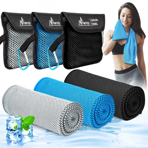 Menoly 3 Pack Cooling Towels with Carrying Bags, 40"x12" Cooling