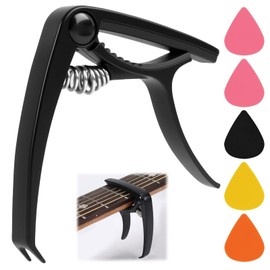 Guitar Capo with Comfort Grip，2 in 1 Guitar Capo for Acoustic and Electric Guitars Ergonomic Zinc Alloy Trigger Capo, Bridge Pin Puller,Electric Guitar,Classical Guitar