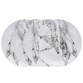 Marble Melamine Shatter Resistant Salad Appetizer Dessert Plate Set Carrera by Godinger - Set of 4