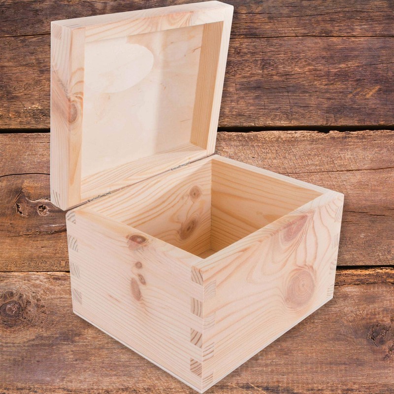 Small Rectangular Wooden Box with Lid | 14 x 12