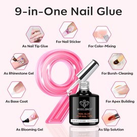 modelones Gel X Nail Kit, Short Square Gel x Nail Tips 9-in-One Nail Glue & Portable U V Nail Lamp, 216Pcs 12Sizes Press On Acrylic False Nails Tip DIY Nails Art Nail Extension Gift for Women