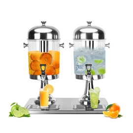 Beverage Dispenser, 4.4 Gallon Drink Dispensers for Parties with Ice Core and Drip Trays, Stainless Steel Dual Catering Cold Beverage Dispenser with Stand for Parties, Wedding, Hotel Buffet, Banquet