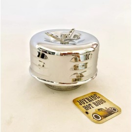 UPI Hot Rod 2brl Air Cleaner, Louvered with Tri-Bar Fastener - Chrome - Low Profile