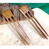 JWL (2) Teak Three Prong 6 Inch Straight Hair Stick
