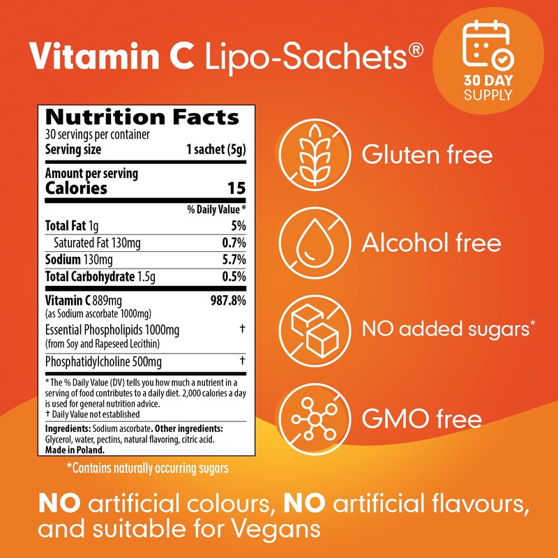 Lipo-Sachets Liposomal Vitamin C 1000mg - 30 Liquid Vitamin C