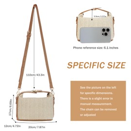 GOKTOW Straw Shoulder Bag for Women Small Raffia Tote Handbag Clutch for Summer Beach Holiday 2024, beige, Unit size