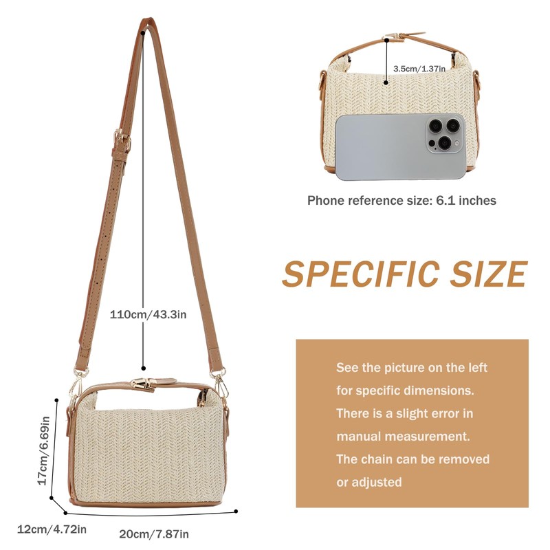 GOKTOW Straw Shoulder Bag for Women Small Raffia Tote Handbag