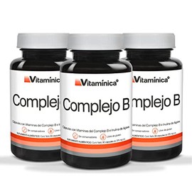 Complejo B completo, Prebioticos, Fibra, 90 cápsulas, Vitaminas B1, B2, B3, B5, B6, B7, B9, B12 | Vitamínica (Paquete de 3)