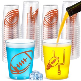 Qinyoung 40 Pcs Football Party Cups 12 oz Reusable Plastic Cups Football Party Supplies for Birthday Decoration Tailgate Events Family Dinner