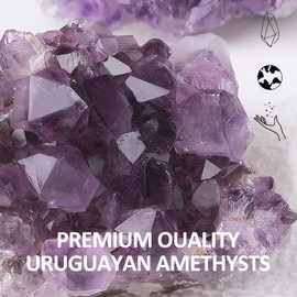 Amethyst Crystal Amethyst Gifts Geode Crystals Heart Amethyst Rock Quartz Crystals Mineral Stones for Reiki Meditation Home Decoration Crystal Gift with Storage Bag (4-5cm)