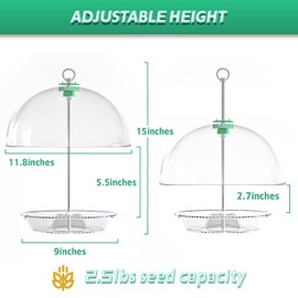 PFNRTH Rotating Dome Platform Bird Feeder, Adjustable Bird feeders for Outside Hanging, Tray with Drainage Holes Can Be Filled with Mealworms, Seeds, and Fruits Attract Bluebirds Cardinals