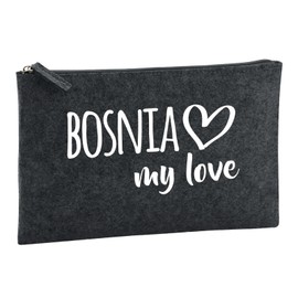 Huuraa Kulturbeutel Bosnia My Love Geschenk 1 Liter Charcoal Filz Bosnia Geschenkidee